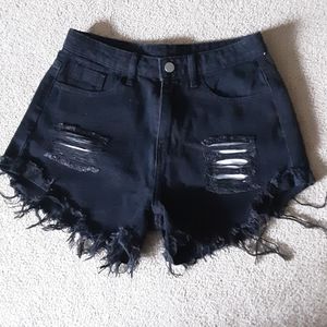Ripped Frayed Denim Shorts
